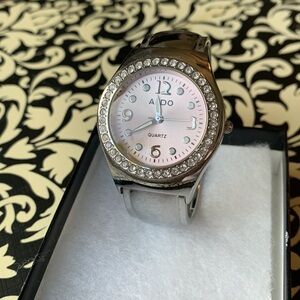 Women's ALDO Pink Japanese Movement Stainless Caseback Bangle Bracelet Watch